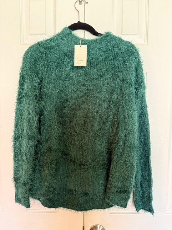 a new day Sweaters - a new day Teal Fuzzy Crewneck Sweater
